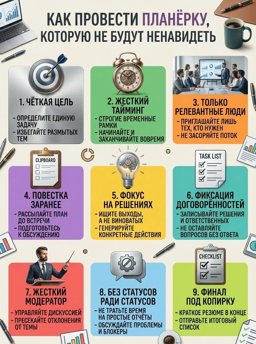 📚 Как провести планёрку, которую не будут ненавидеть 🚀

Планёрки не любит почти весь офис. Обычно 