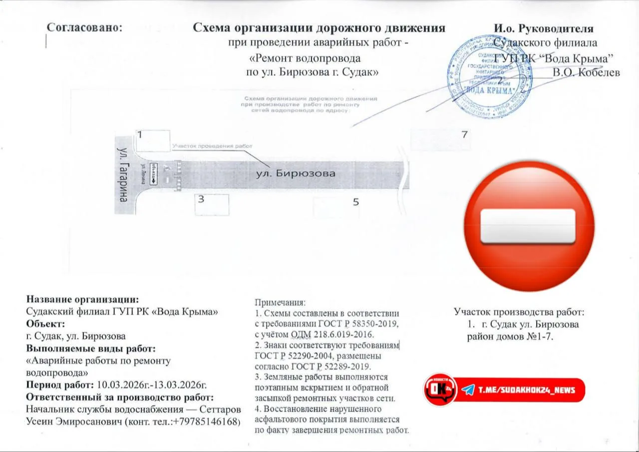 ⛔️В Судаке ограничили движение на одной из улиц.