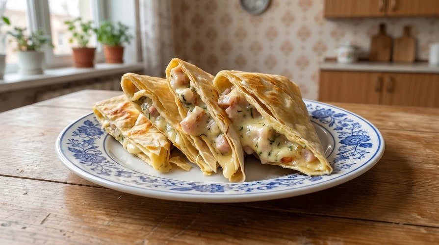 Мясо в кулечках из лаваша — Сочные, хрустящие кулечки из лаваша с мясной начинкой и сырной корочкой.