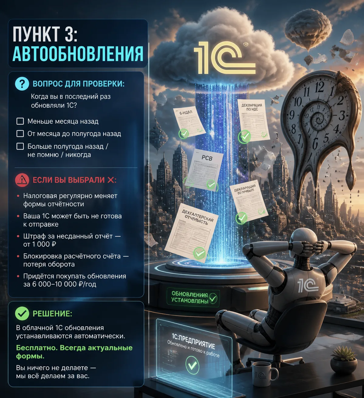 📚 5 вещей, которые ваша 1С должна делать,
но (скорее всего) не делает
 
Давайте честно.
 
1С — это 