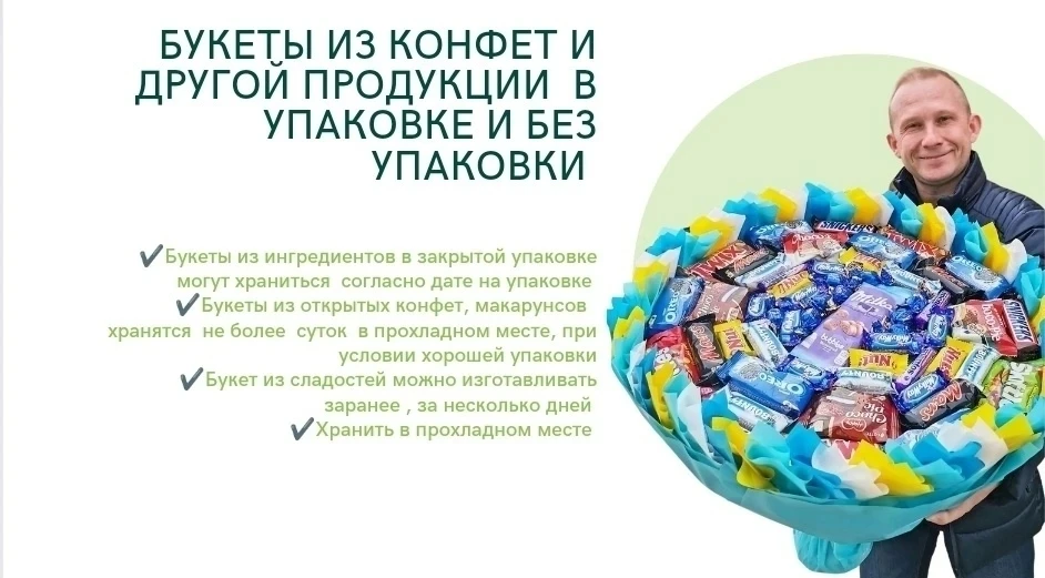 УСЛОВИЯ И СРОКИ ХРАНЕНИЯ съедобных букетов и композиций.