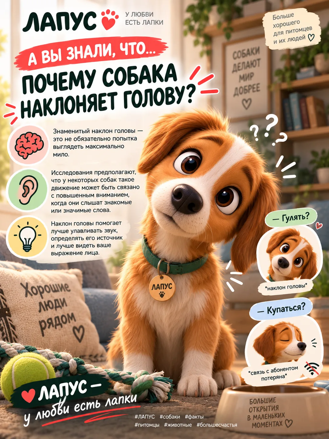 🐶 ПОЧЕМУ СОБАКА НАКЛОНЯЕТ ГОЛОВУ?