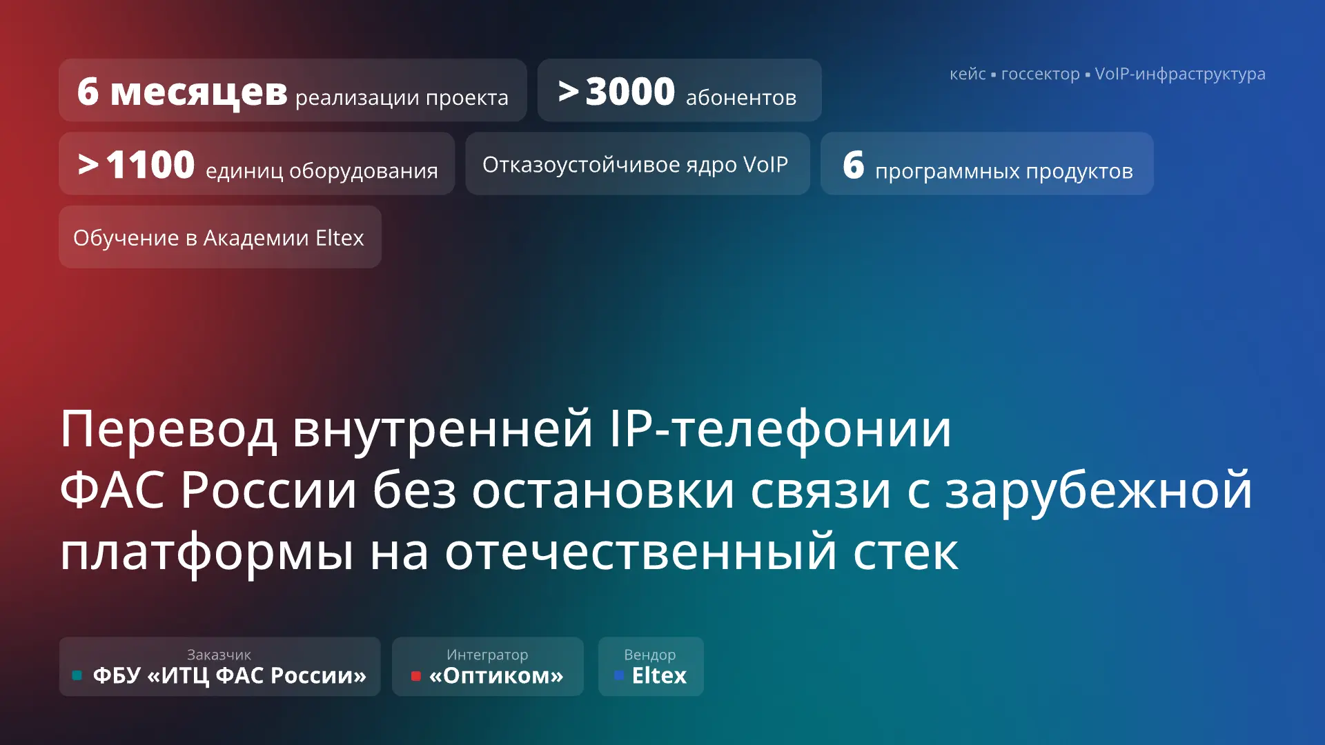 Новый кейс, как компания «Оптиком», официальный дилер Eltex, реализовал проект по модер...
