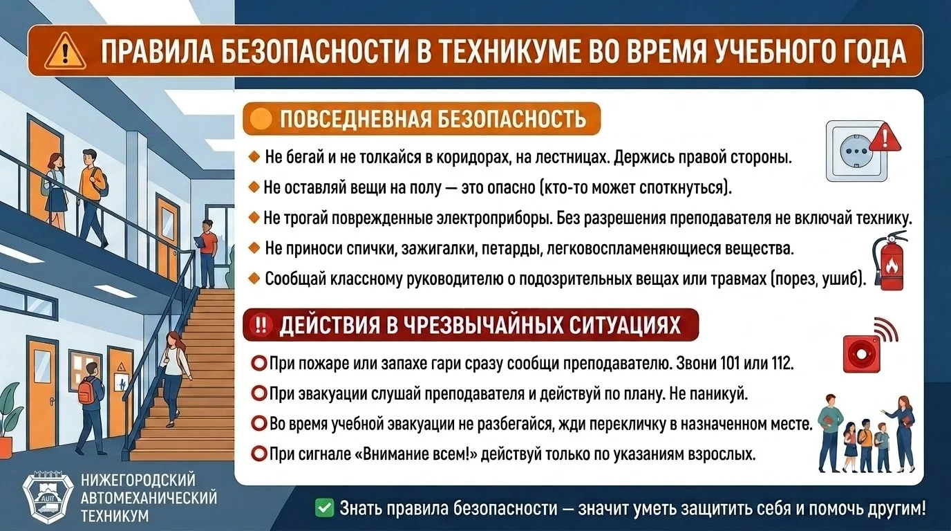 🔔Правила безопасности в техникуме во время учебного года