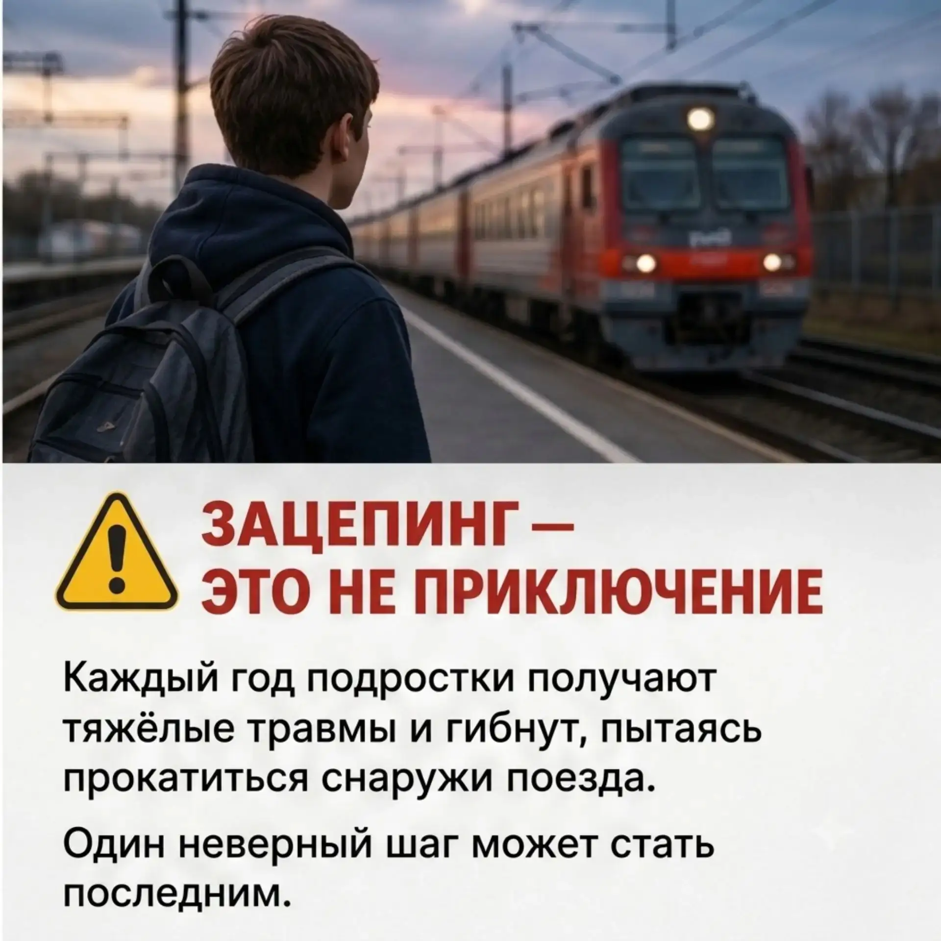 🚉 Зацепинг — опасная игра, которая может стоить жизни

⚡ Зацепинг — это не развлечение и не способ 