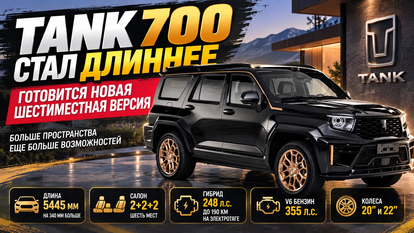 Tank 700 стал длиннее: готовится новая шестиместная версия внедорожника