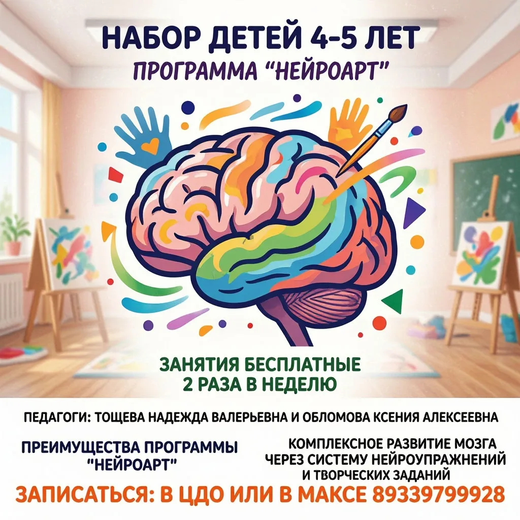 Набор в объединение раннего развития «НейроАрт» для детей 4–5 лет!