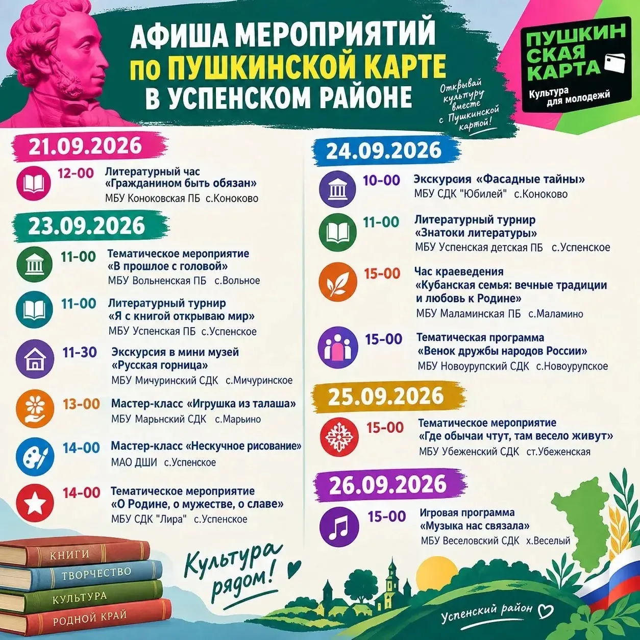 Культурная осень в Успенском районе: события по Пушкинской карте!