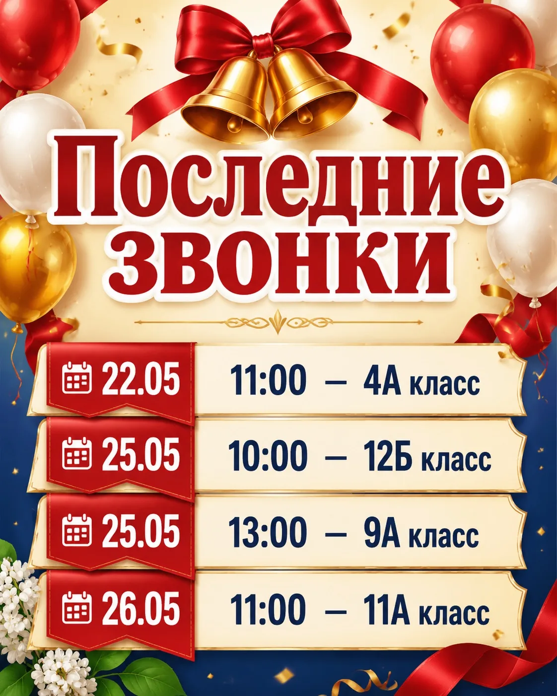 📣 Внимание! Последние звонки в нашей школе 📣