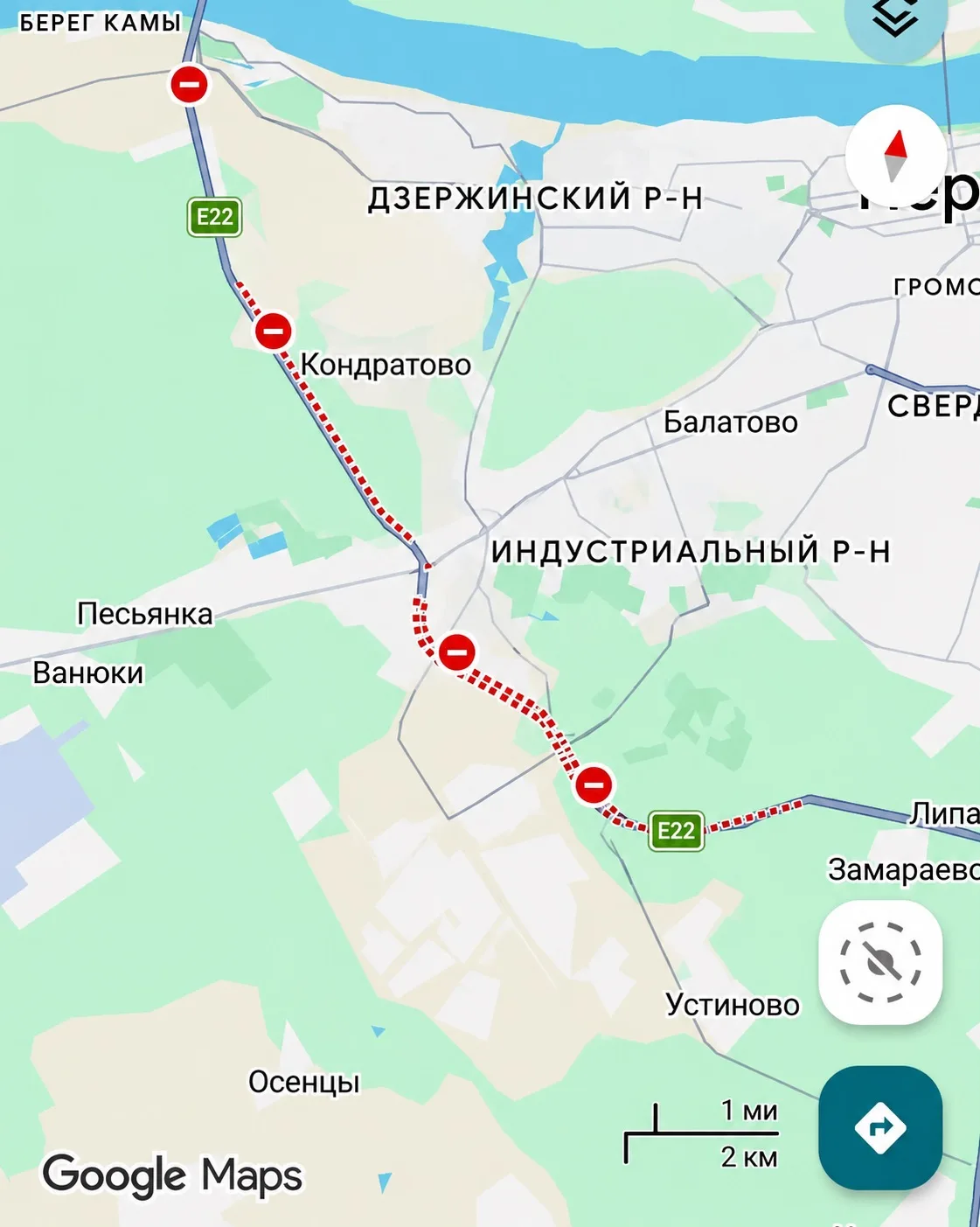 В гугл картах перекрыта южная часть обьездной