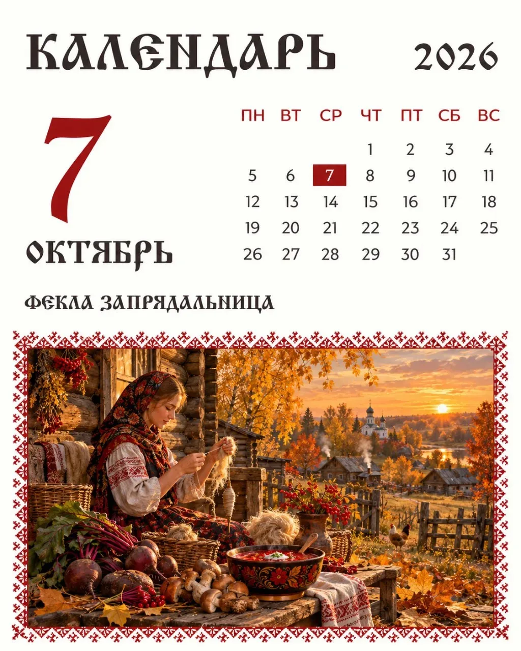 🧶 Фекла Запрядальница: что делали на Руси 7 октября