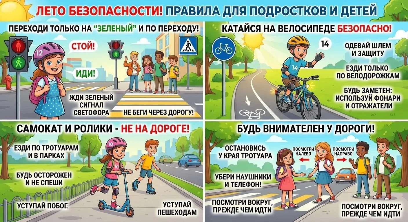 🌞 ЛЕТО БЕЗОПАСНОСТИ! Правила для подростков и детей