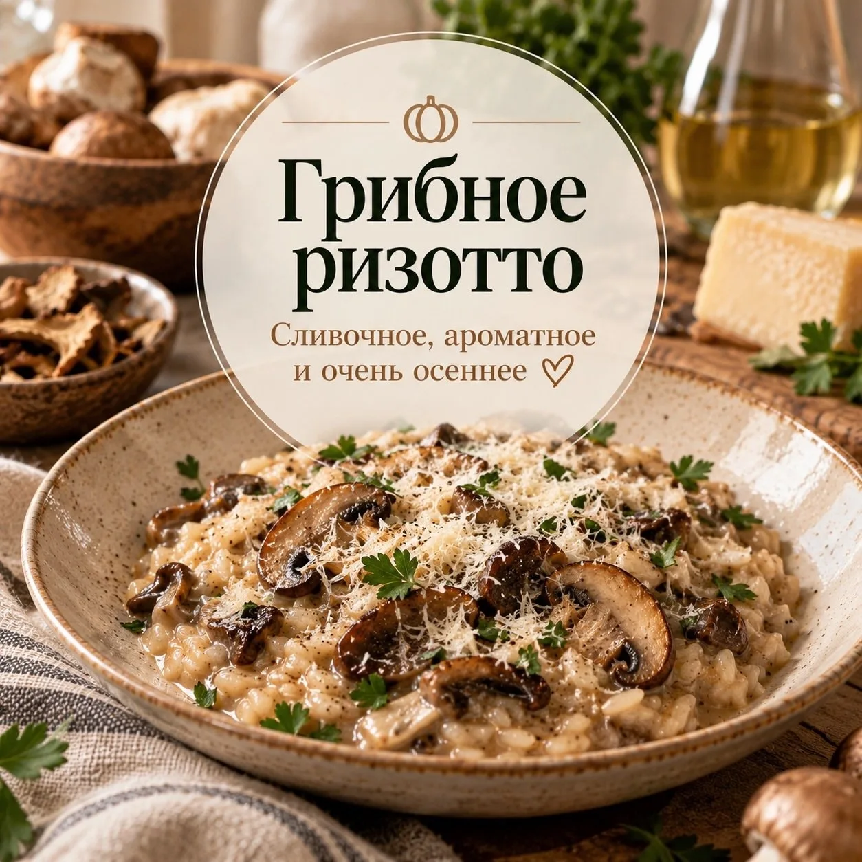 🍄‍🟫Сливочное грибное ризотто