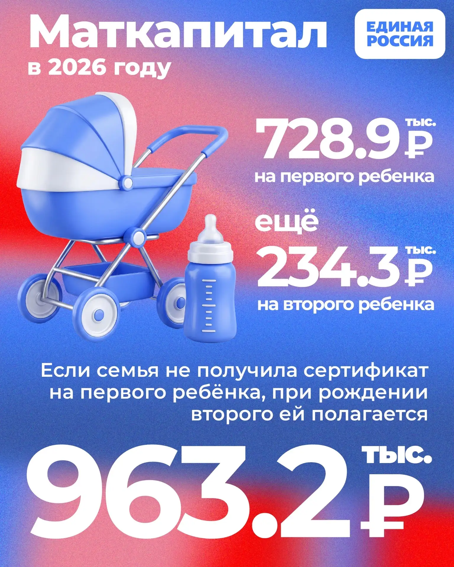 👫 Помощь семьям с детьми — главное в нашей работе. Одной из самых значимых мер поддержки уже много 