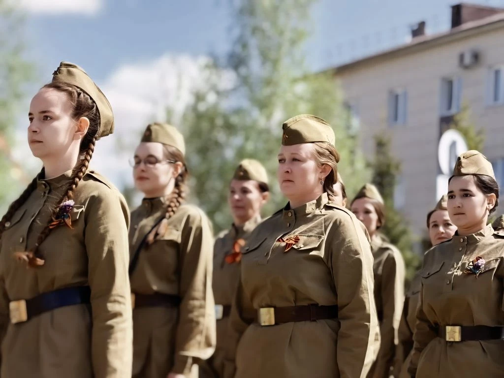 Наши уважаемые учителя и ученики приняли участие в Параде Победы! 🌟  В торжественном шествии, в крас
