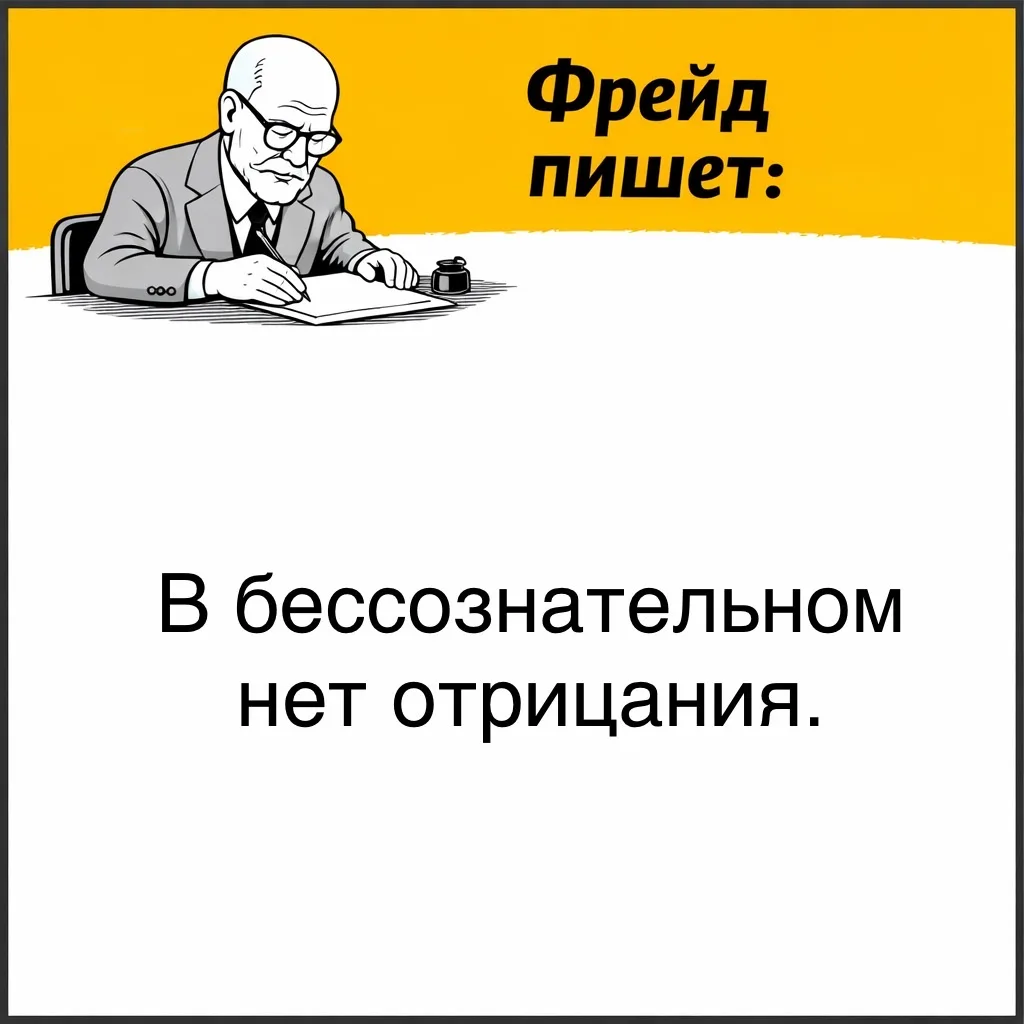 С точки зрения Фрейда, бессознательное не умеет отрицать так, как это делает логика.  Проще говоря, 