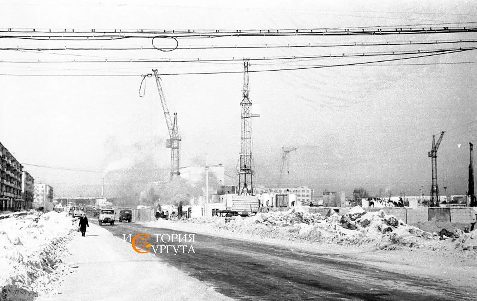 Строительство крупнопанельных домов на улице Энергетиков, начало 80-х, фото А. Ф. Мясни...