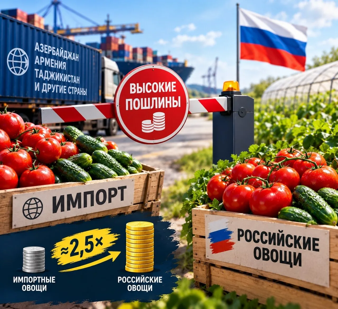 В России рассматривают возможность введения заградительных пошлин на импортные овощи.