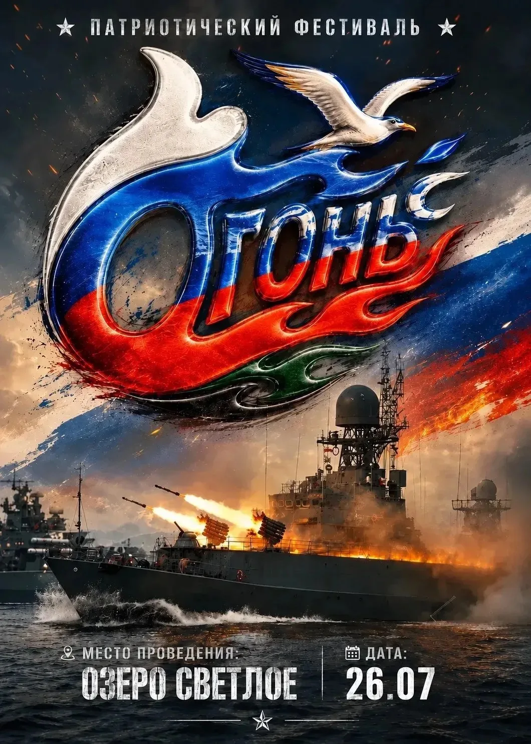 Патриотический фестиваль «Огонь» 26 июля на озере Светлое!

📨Новости о предстоящем событии, его про