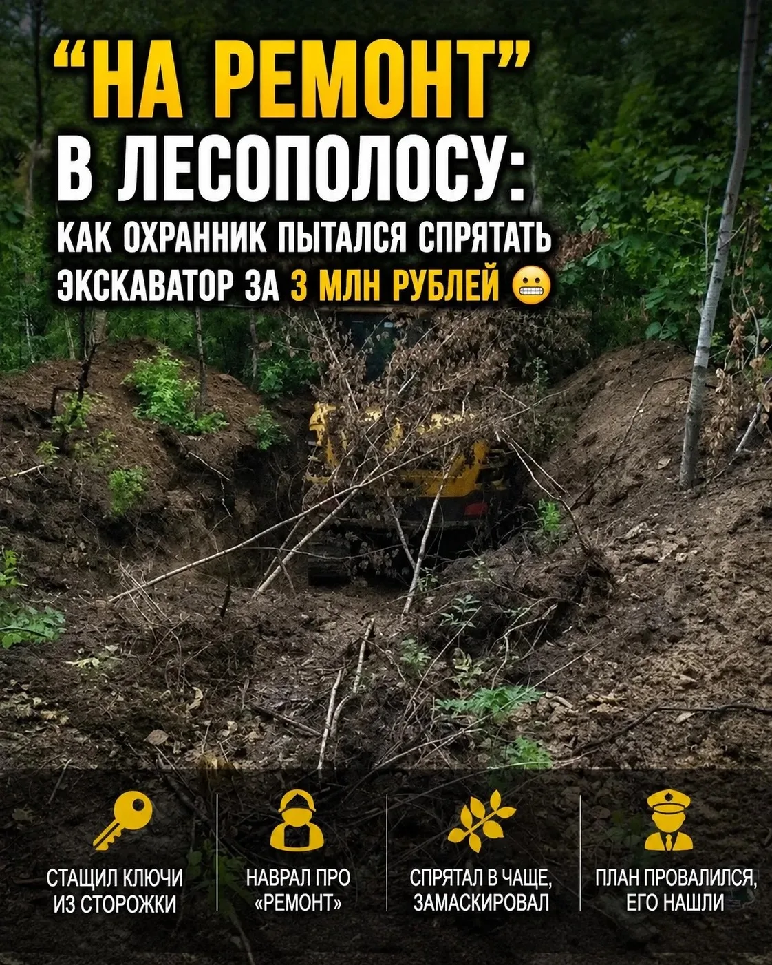 «На ремонт» в лесополосу: как охранник пытался спрятать экскаватор за 3 млн рублей😬

В Смидовичском