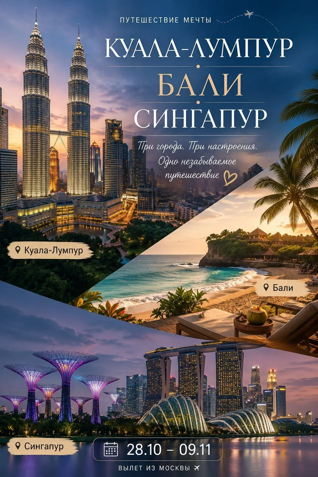 😍🌎Куала-Лумпур - Бали - Сингапур