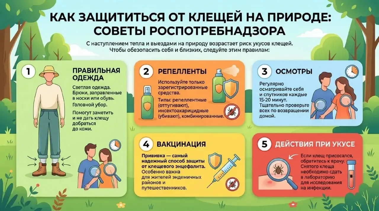 Как защититься от клещей на природе: советы Роспотребнадзора