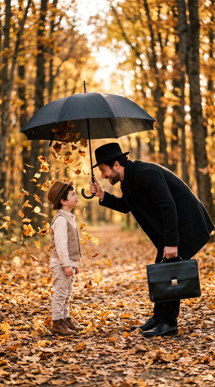 Осенний снимок папы и сына🍂