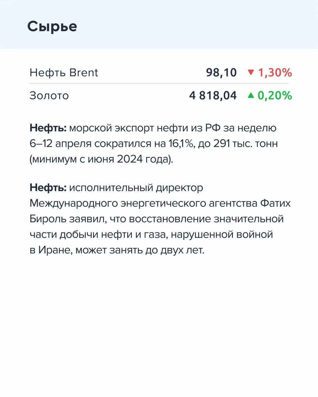 ➡️ Что происходит на рынке  Сегодня, 17 апреля  🔹 По мнению Банка России, умеренный поступательный р