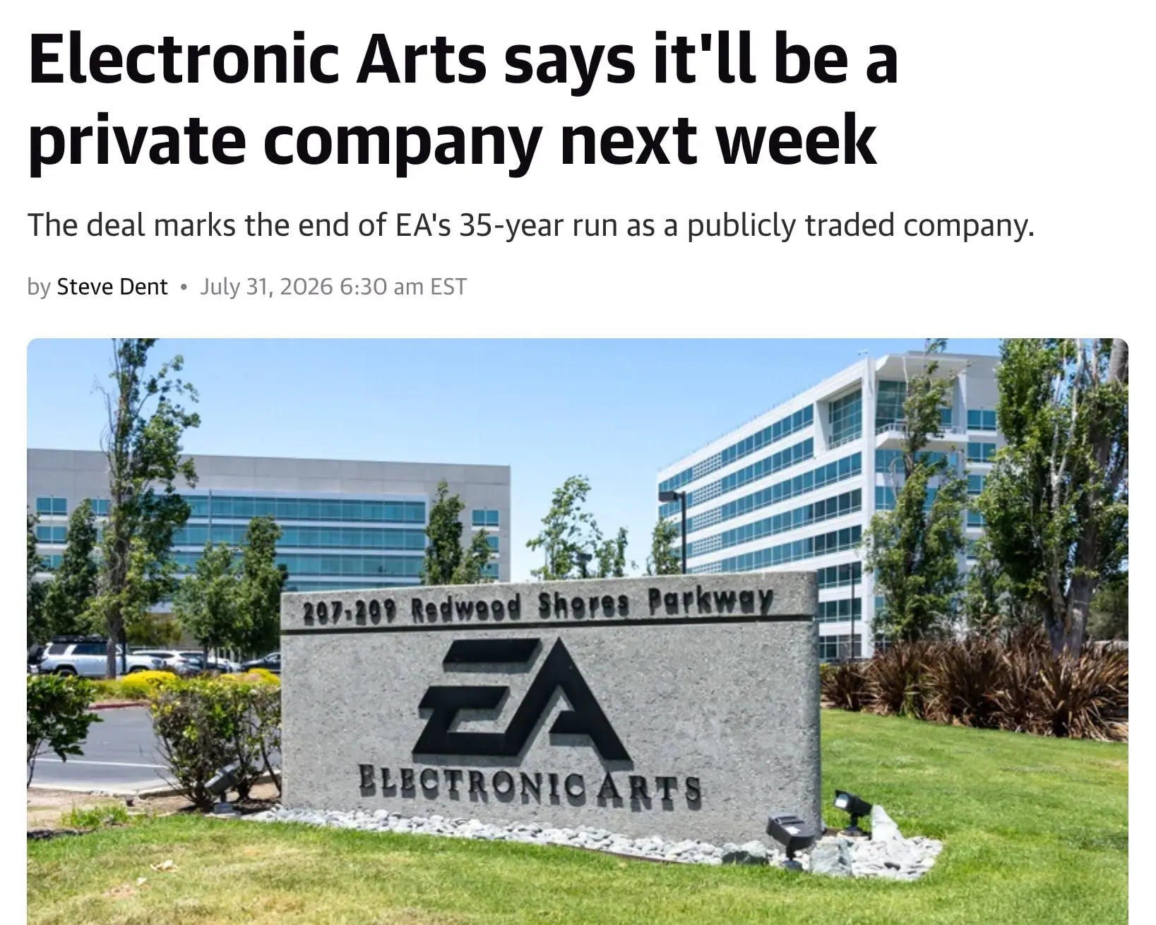 Electronic Arts перейдут Саудовской Аравии уже на следующей неделе — компанию выкупают ...