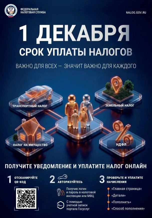 1 декабря 2026 года - крайний срок уплаты налогов!