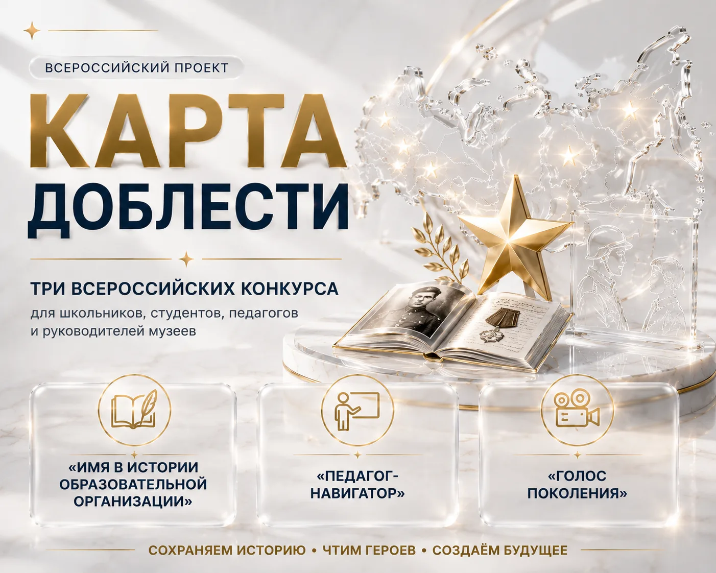 🗺️«Карта доблести»: три всероссийских конкурса для школьников, студентов и педагогов