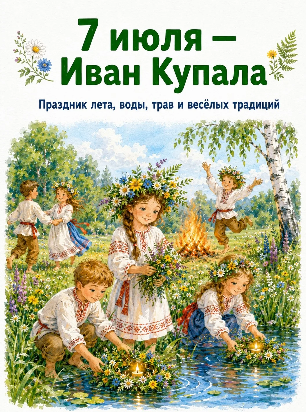 Иван Купала - старинный летний праздник, который связан с природой, водой, травами, цве...