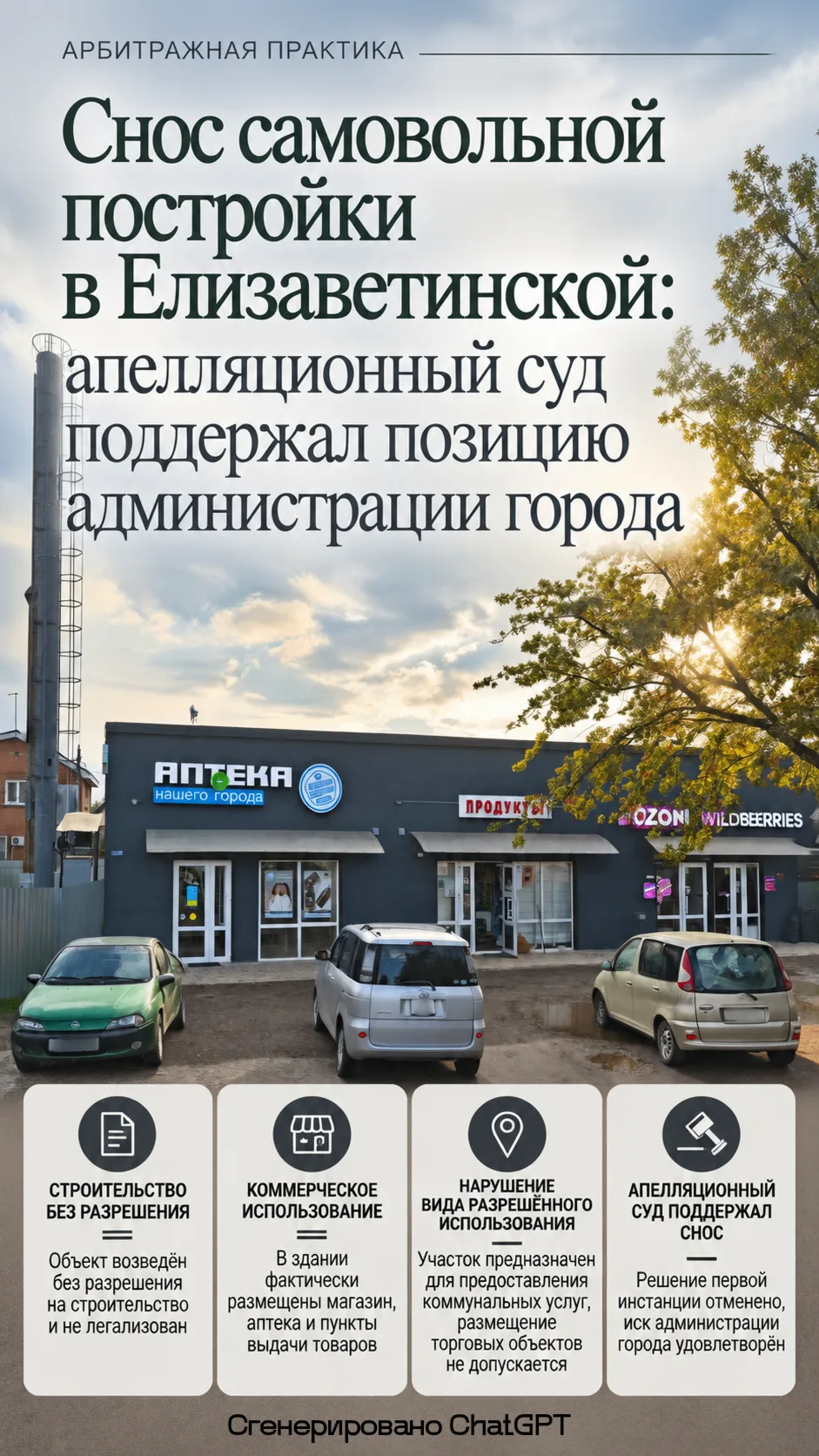 📌 Снос самовольной постройки в Елизаветинской: апелляционный суд поддержал позицию адм...