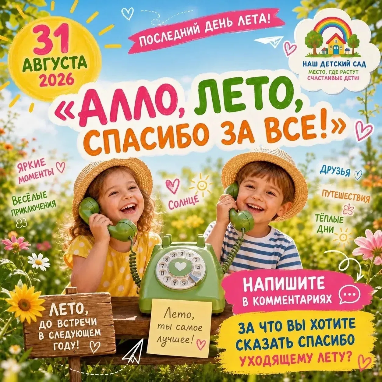 ☀️🌈Сегодня последний день лета — 31 августа 2026 года. И да, это официально повод грус...