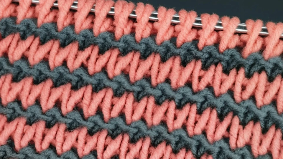 🧶 «Плотный двойной узор» —вяжется из 1 петли