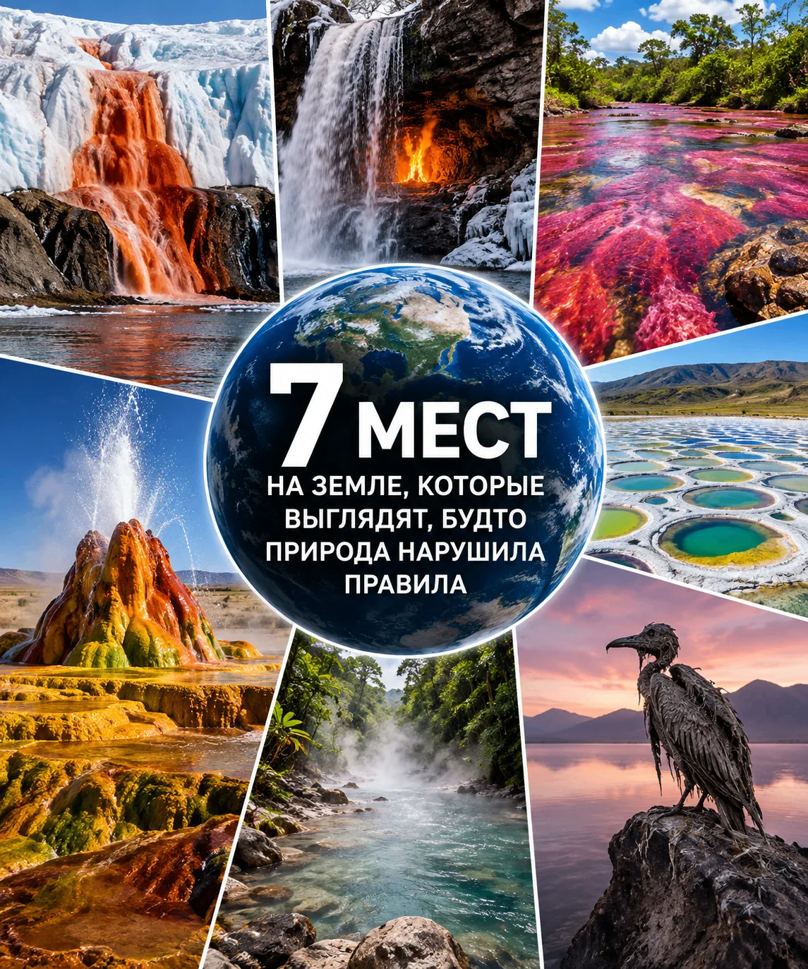 🌍 7 мест на Земле, которые выглядят так, будто природа перепутала правила.