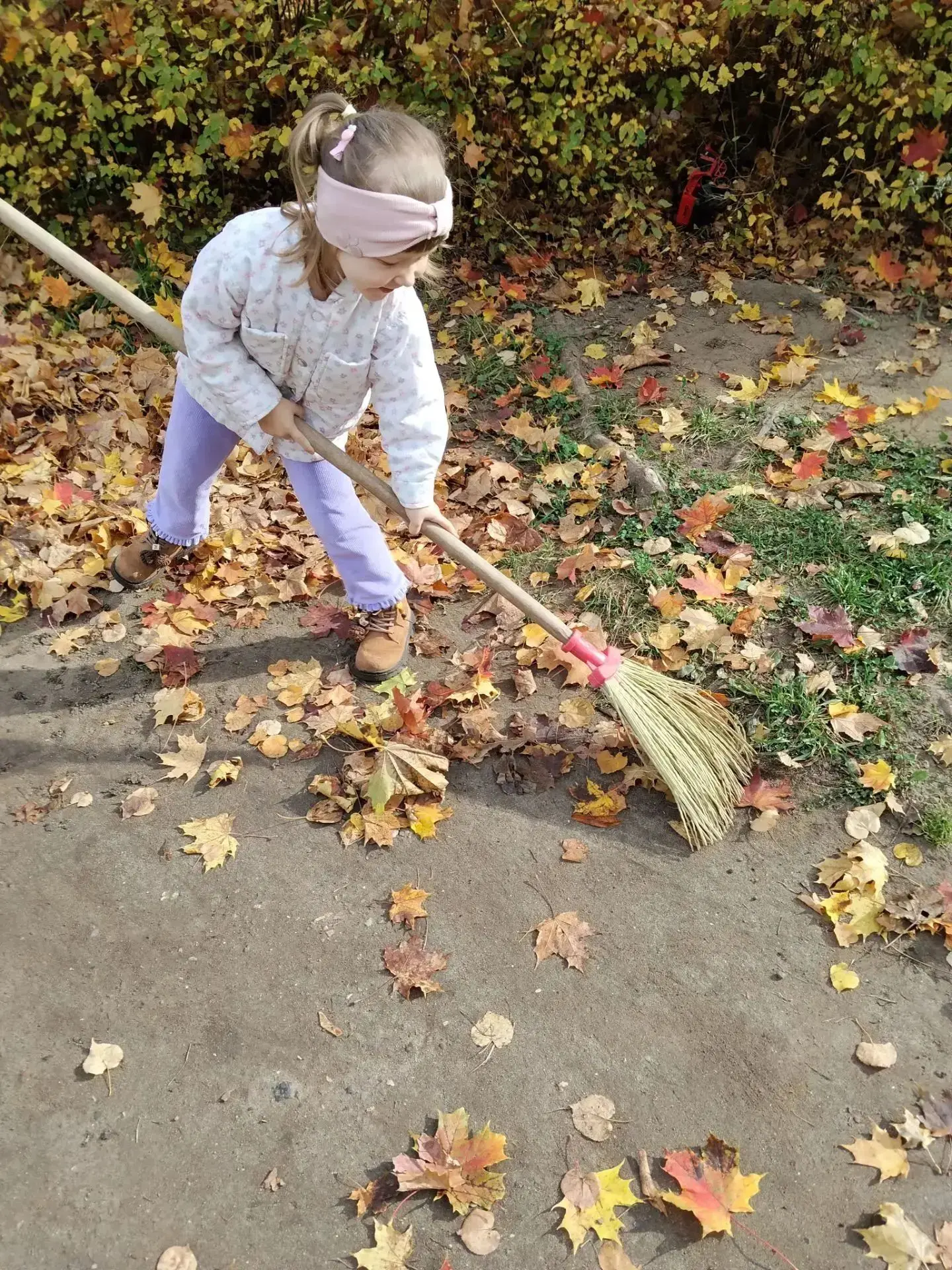 Как дети убирали листья на участке 🌾
