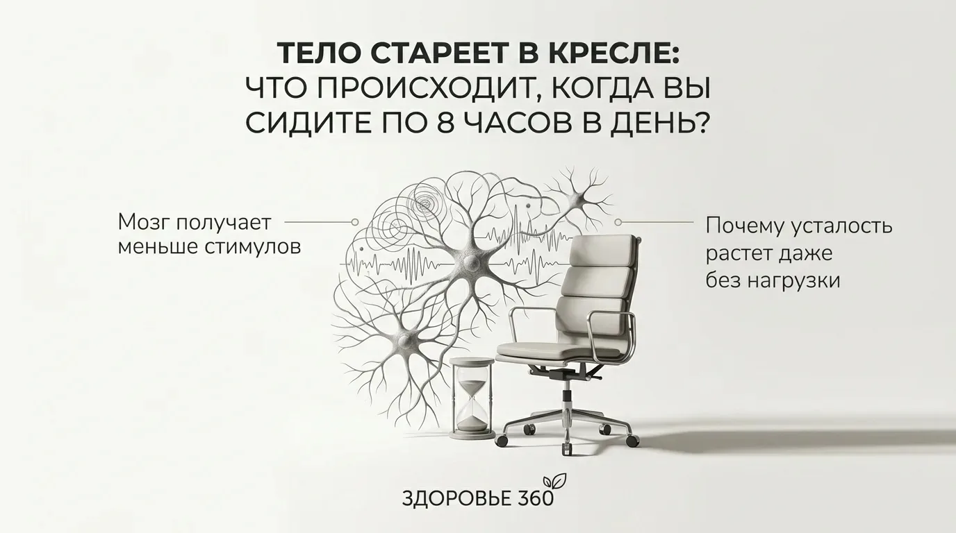 ТЕЛО СТАРЕЕТ В КРЕСЛЕ: ЧТО ПРОИСХОДИТ, КОГДА ВЫ СИДИТЕ 8 ЧАСОВ В ДЕНЬ? 🪑🧠