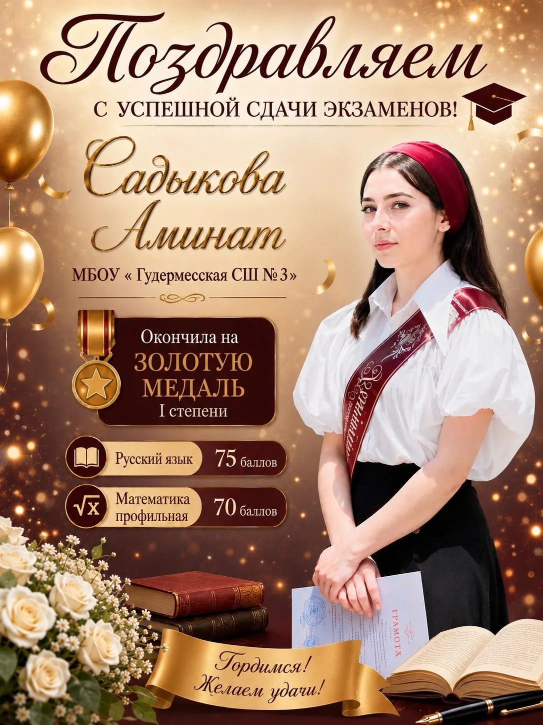 Поздравляем Садыкову Аминат с заслуженным успехом! 🎉

Целеустремлённость, упорный труд и искреннее 