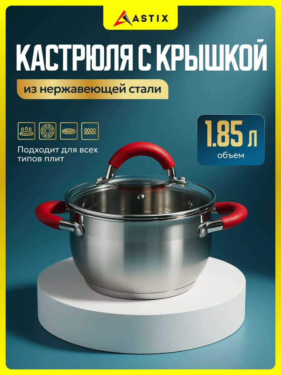 ⚡️ Кастрюля 2 л с крышкой, Astix