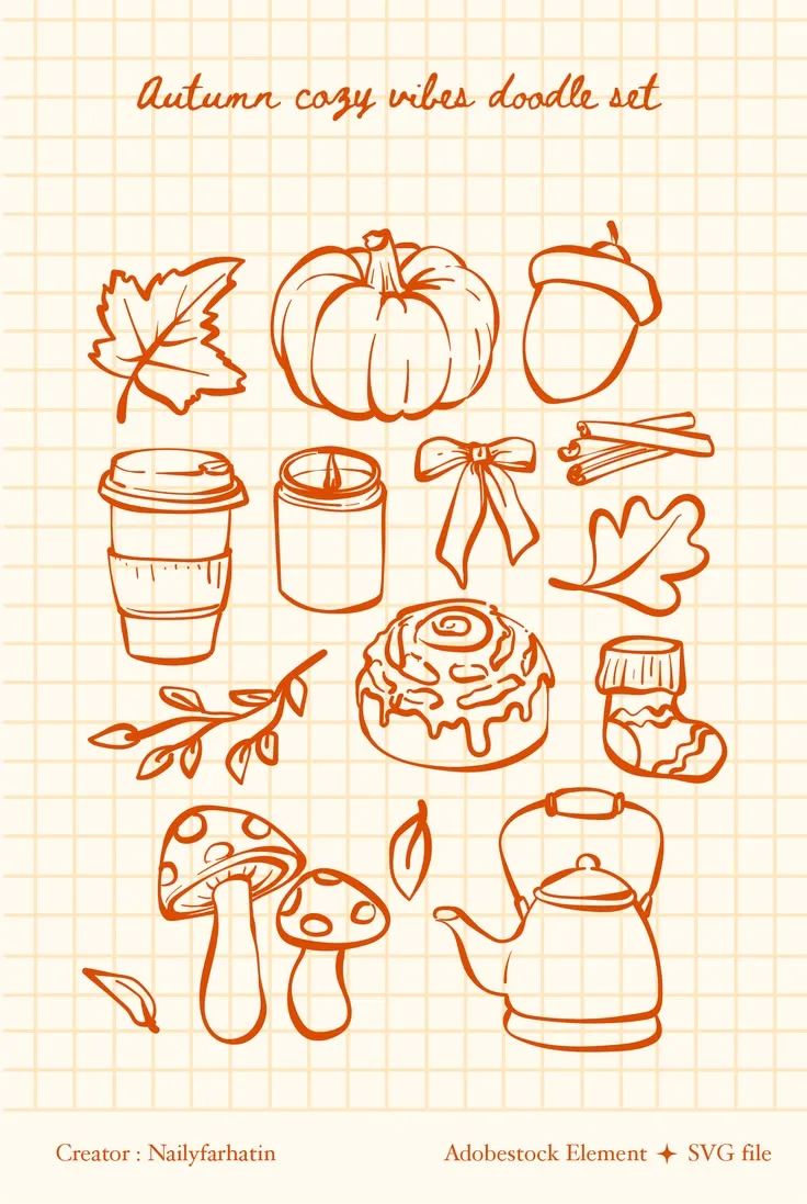 Уютные маленькие осенние рисунки 🍂