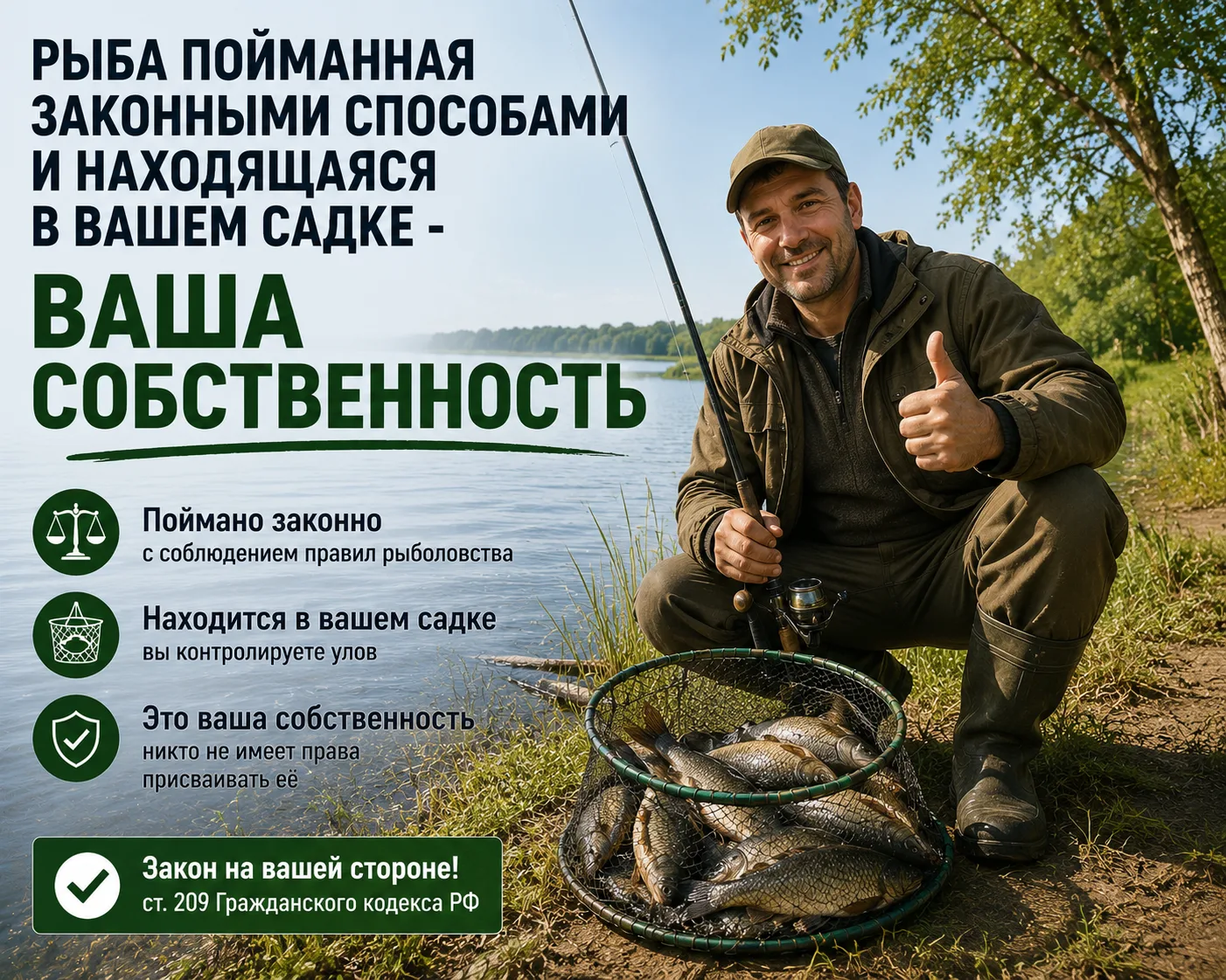 ⭕Рыба пойманная законными способами и находящаяся в вашем садке - ВАША СОБСТВЕННОСТЬ!