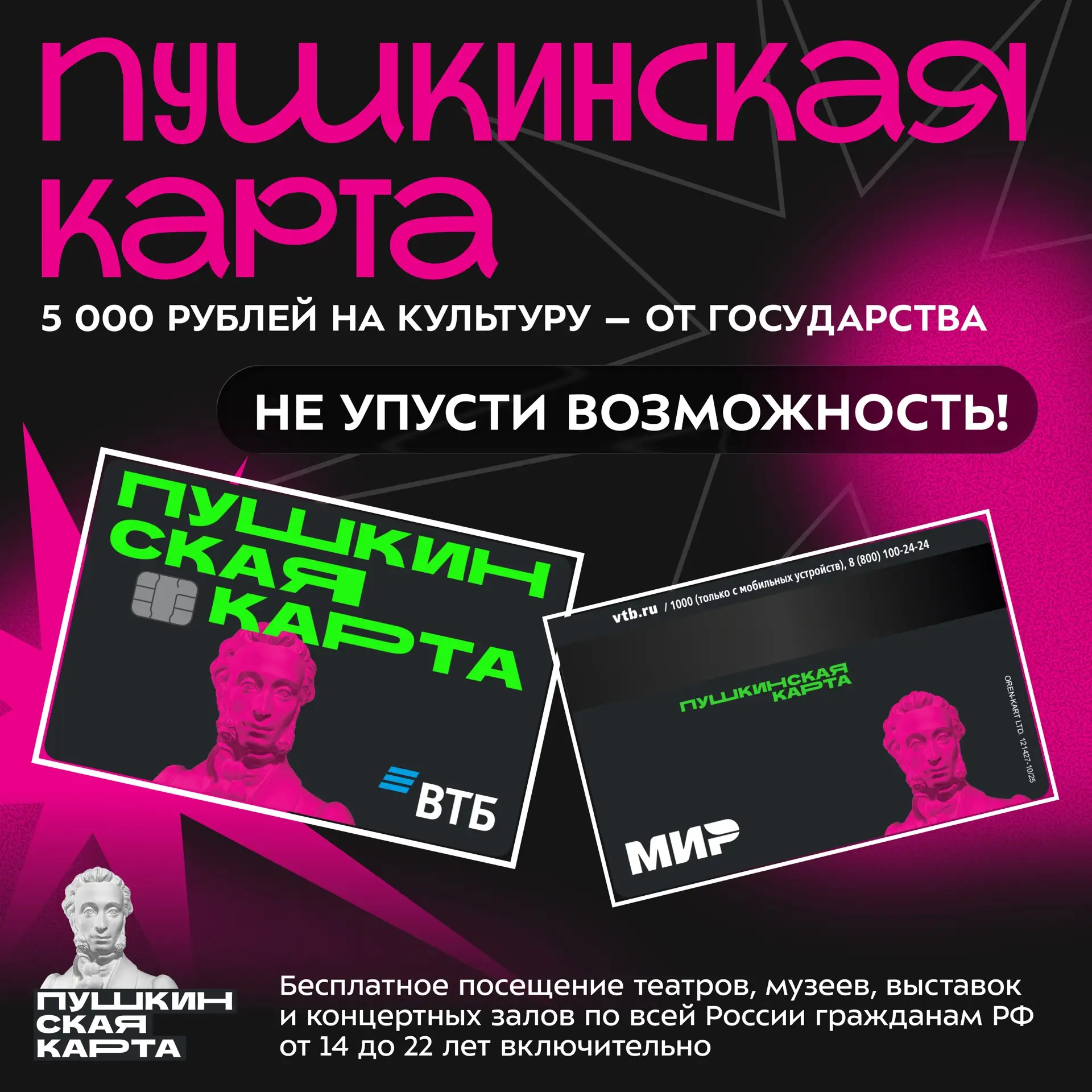 🎬 Любишь театры или мечтаешь попасть на премьеру в концертный зал? Программа «Пушкинск...