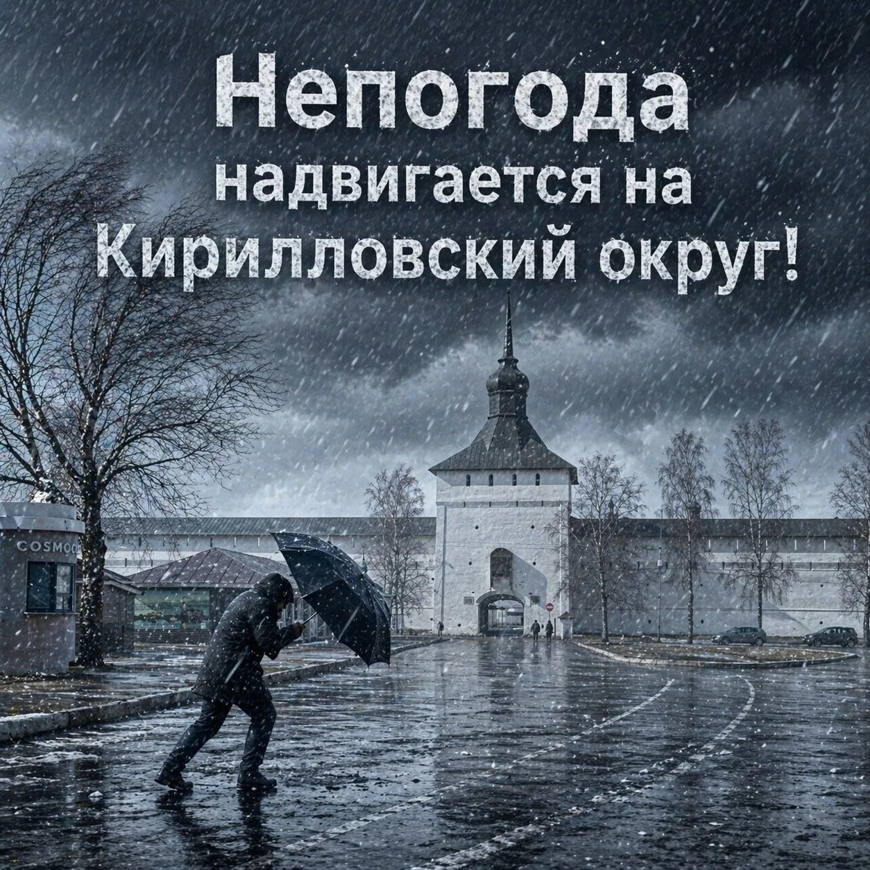 🌦 Непогода надвигается на Кирилловский округ: ожидаются дождь, мокрый снег, сильный ветер