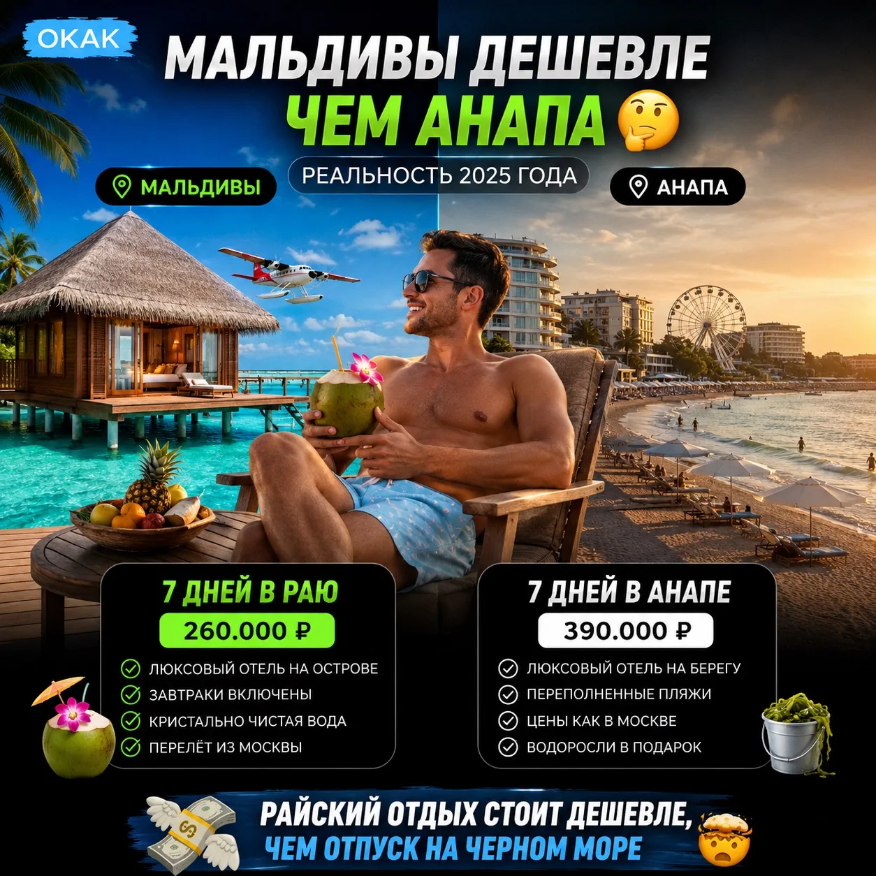 🏖 Отдых на Мальдивах оказался в полтора раза ДЕШЕВЛЕ, чем в Анапе — неделя в райском отеле на остро