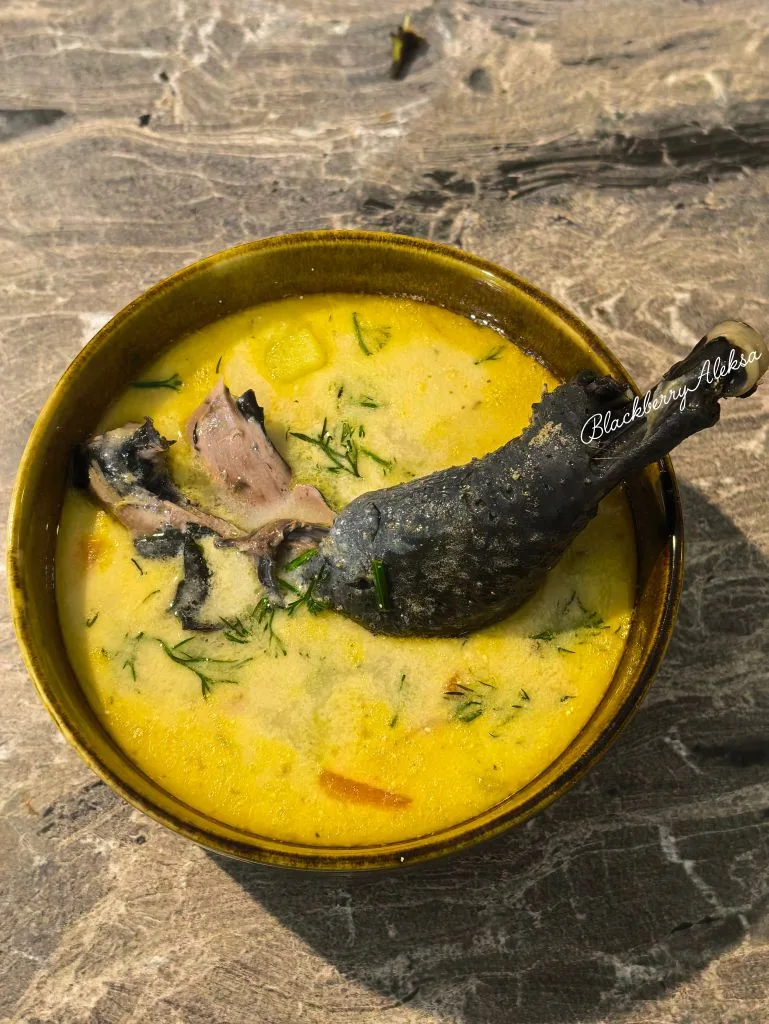 Сырный супчик на самом черном  курином мясе в мире - Аям Чемани 😎
