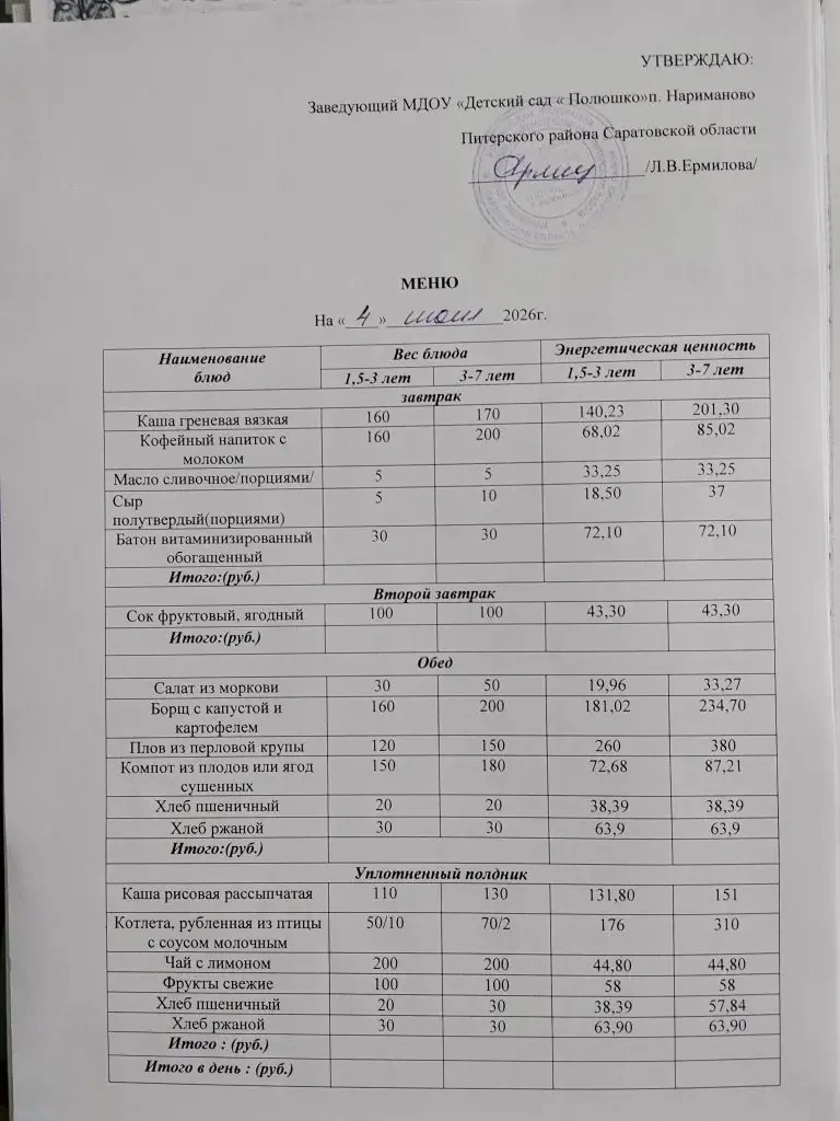 Меню на 04.06.2026г