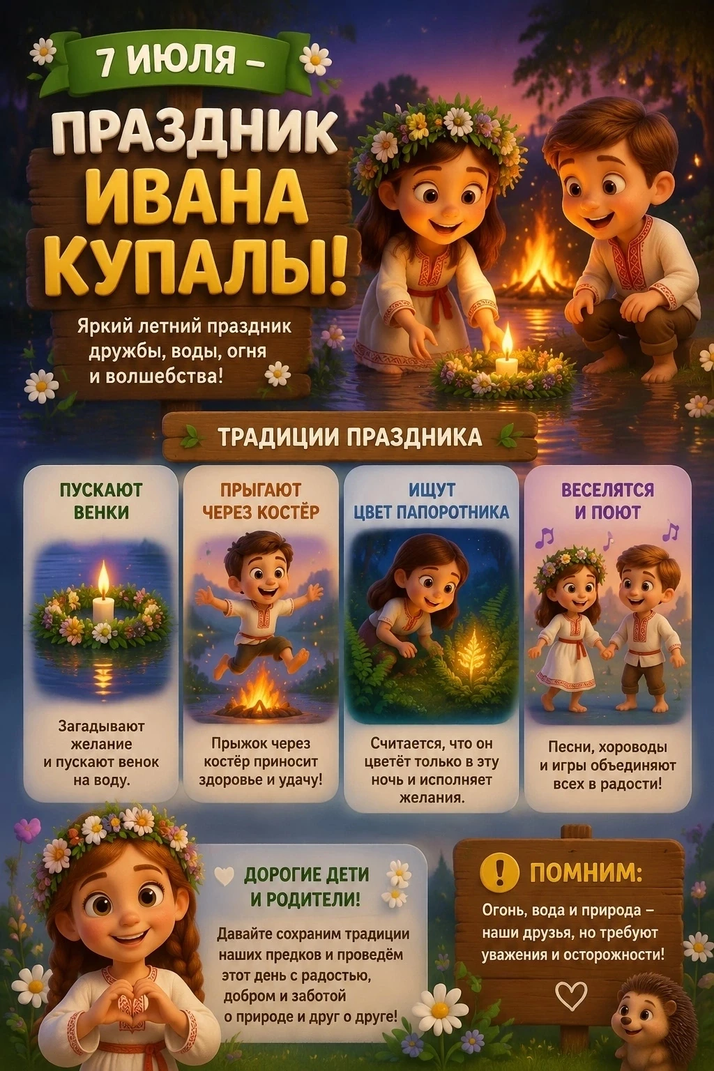 🌿 Сегодня волшебная ночь Ивана Купалы! ✨

Сегодня, 7 июля 2026 года, мы отмечаем один из самых зага