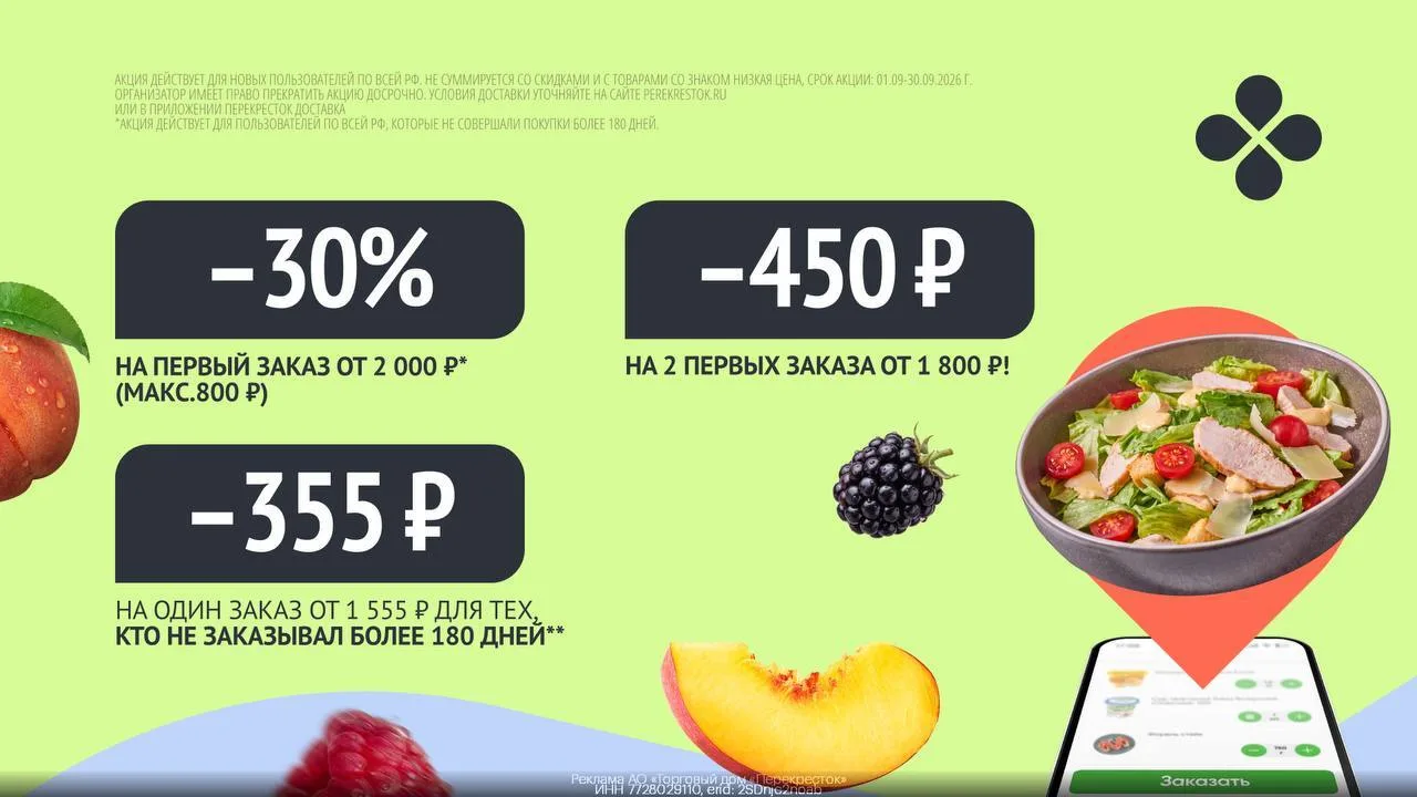 🥦 Скидки на покупки в Перекрёсток Доставка