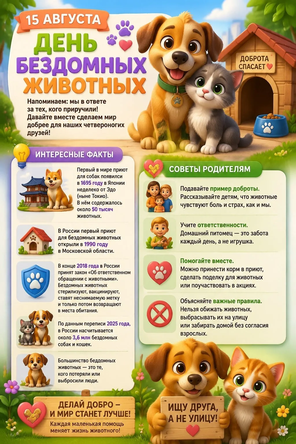 🐾 15 августа — День бездомных животных